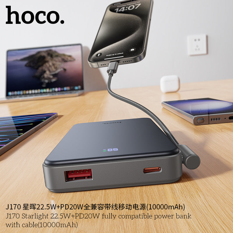 HD_SYNC:J170 Starlight 22.5W+PD20W fully compatible power bank with cable(10000mAh)