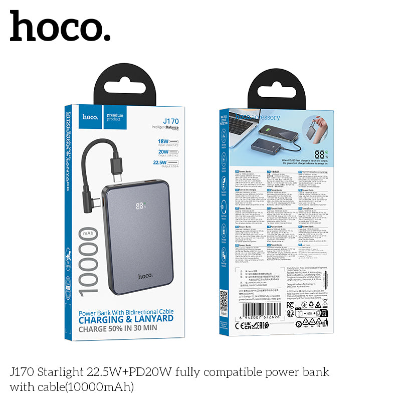 HD_SYNC:J170 Starlight 22.5W+PD20W fully compatible power bank with cable(10000mAh)(UN)