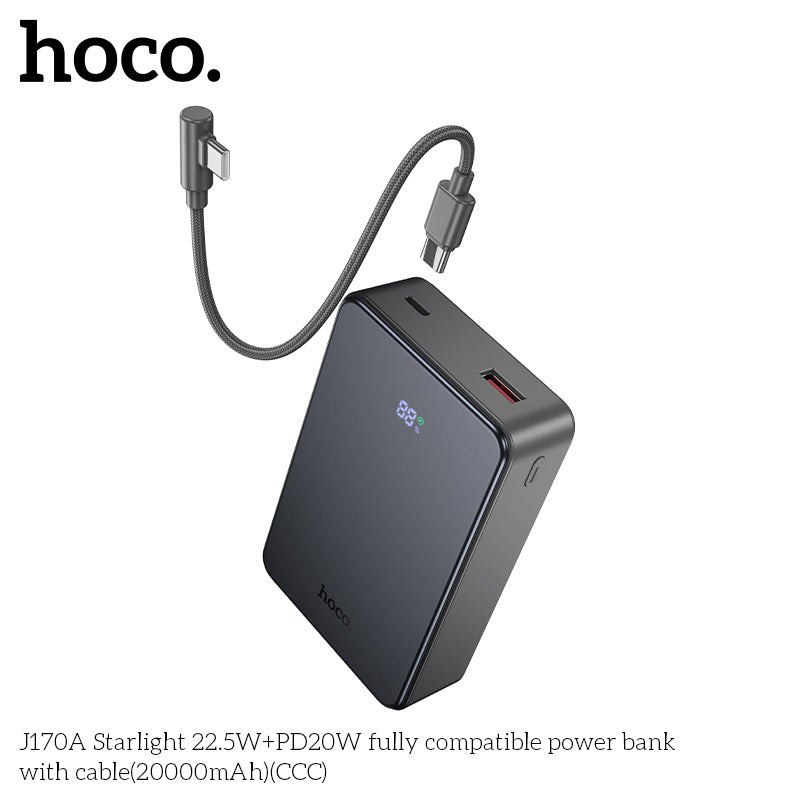 HD_SYNC:J170A Starlight 22.5W+PD20W fully compatible power bank with cable(20000mAh)（CCC)