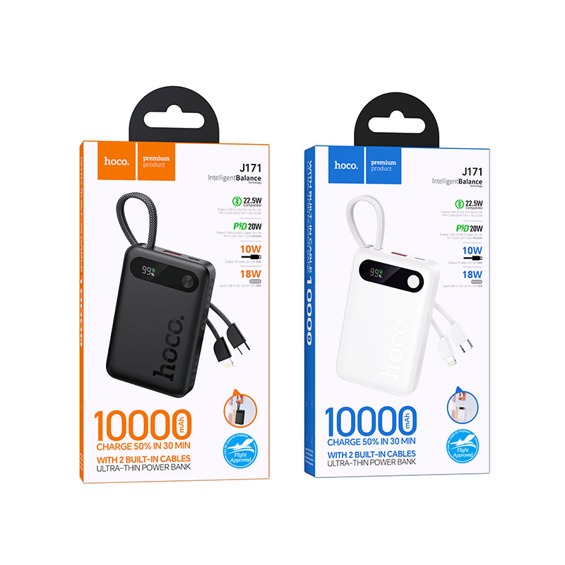 HD_SYNC:J171 Edge 22.5W+PD20W fully compatible power bank with two cables(10000mAh)