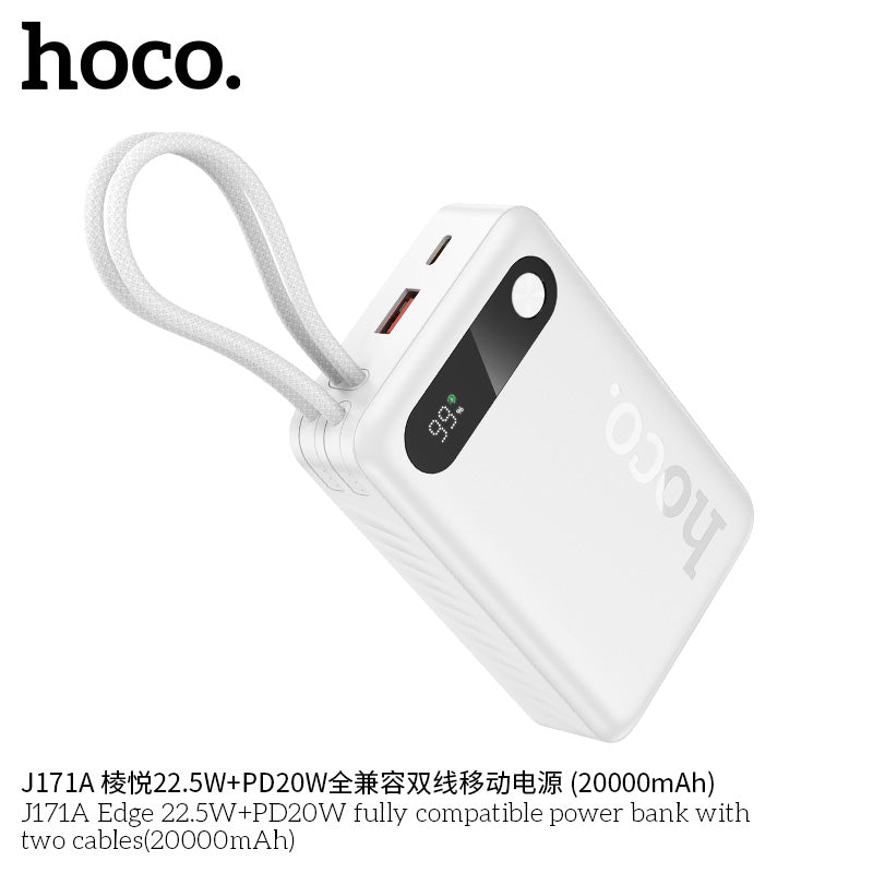 HD_SYNC:J171A Edge 22.5W+PD20W fully compatible power bank with two cables(20000mAh)