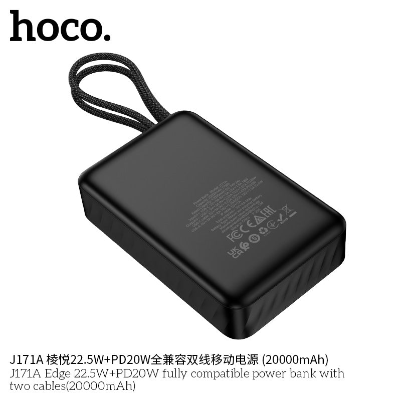 HD_SYNC:J171A Edge 22.5W+PD20W fully compatible power bank with two cables(20000mAh)