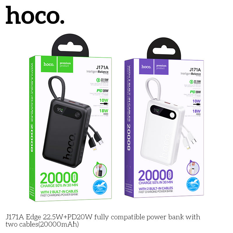 HD_SYNC:J171A Edge 22.5W+PD20W fully compatible power bank with two cables(20000mAh)