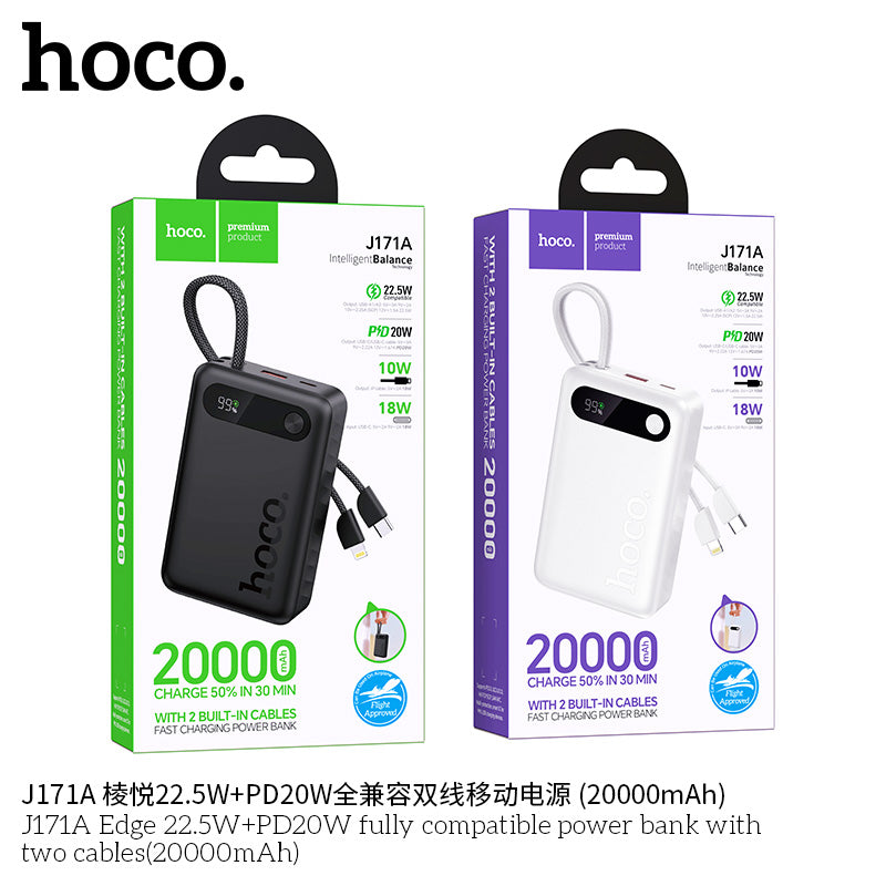 HD_SYNC:J171A Edge 22.5W+PD20W fully compatible power bank with two cables(20000mAh)
