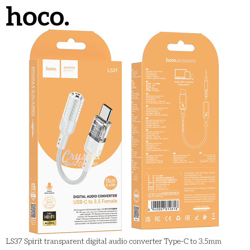 HD_SYNC:LS37 Spirit transparent digital audio converter Type-C to 3.5mm