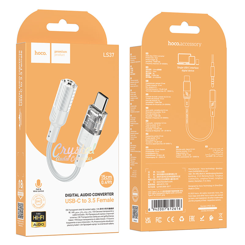 HD_SYNC:LS37 Spirit transparent digital audio converter Type-C to 3.5mm