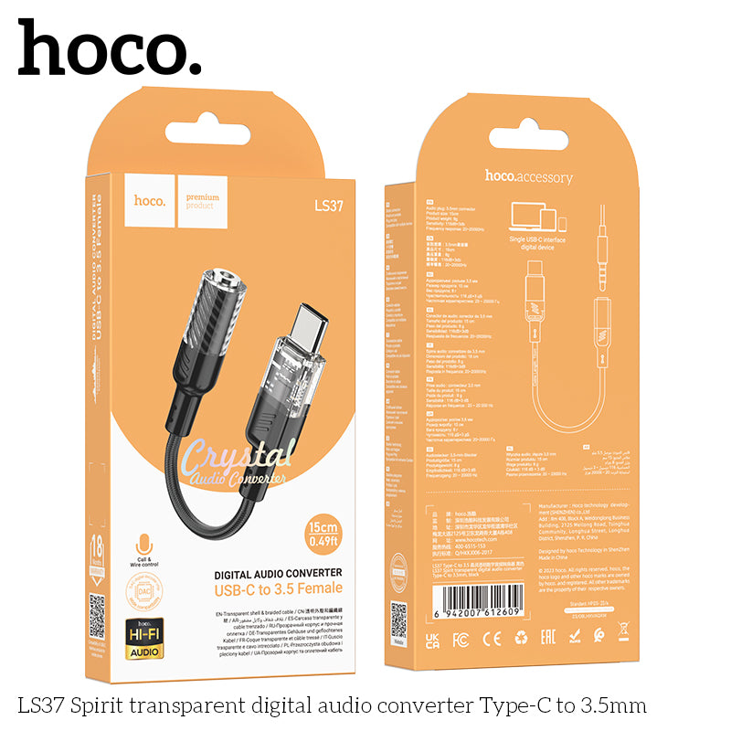 HD_SYNC:LS37 Spirit transparent digital audio converter Type-C to 3.5mm