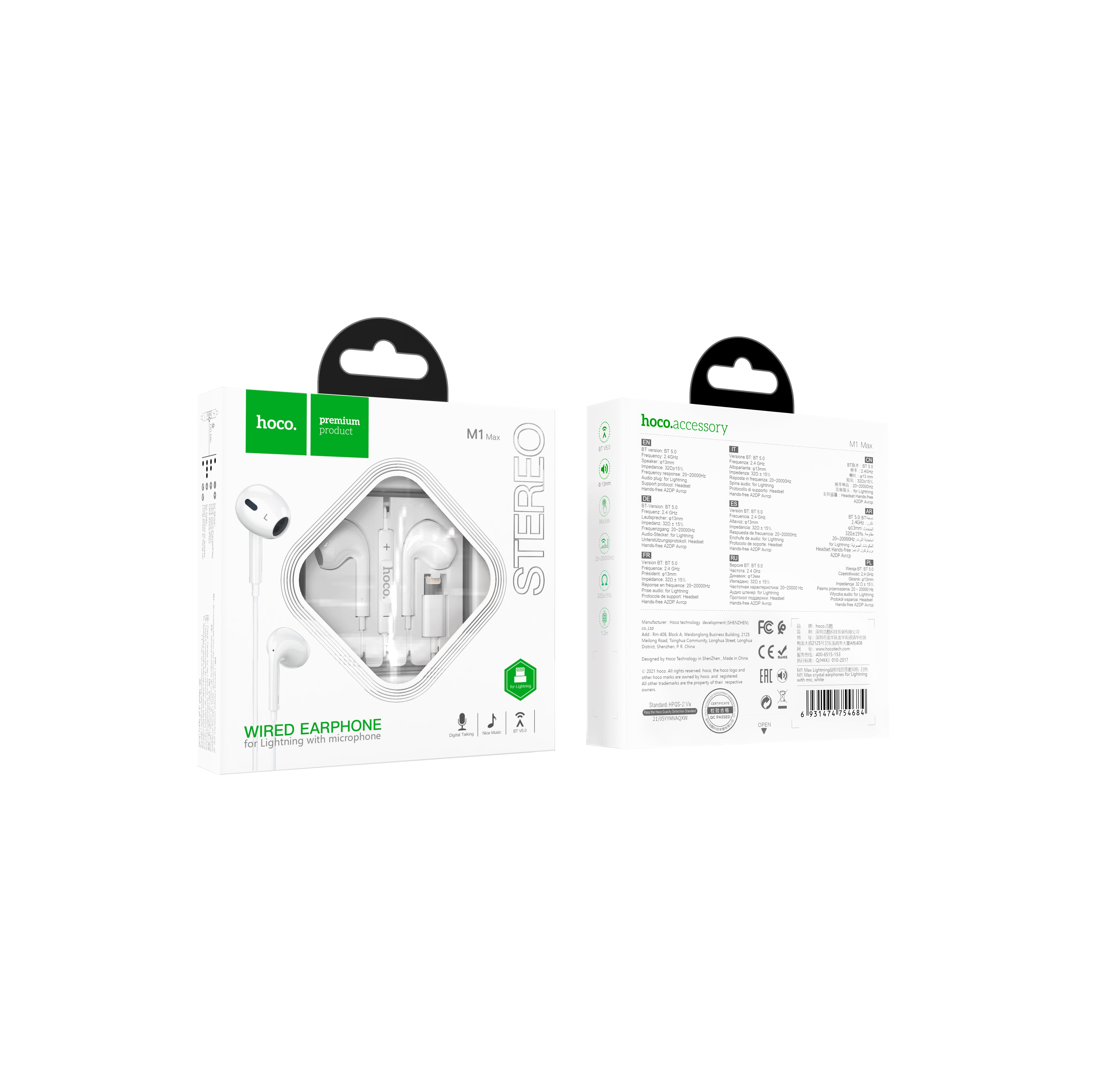 HD_SYNC:M1 Max crystal earphones for iP with mic
