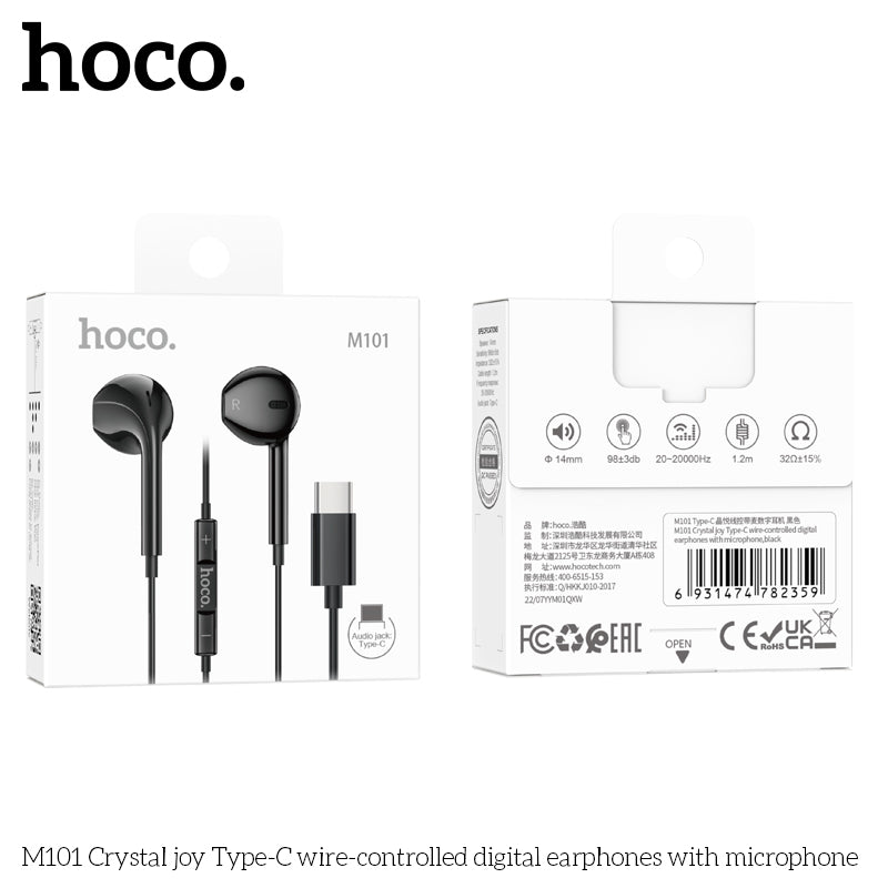 HD_SYNC:M101 Pro Crystal sound Type-C wire-controlled digital earphones with microphone