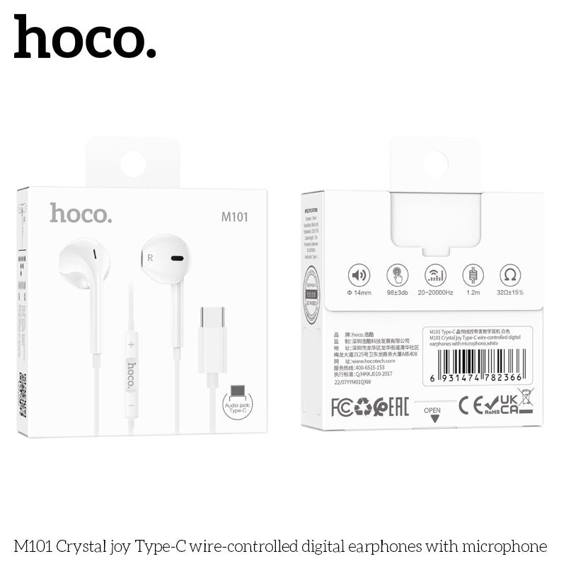 HD_SYNC:M101 Crystal joy Type-C wire-controlled digital earphones with microphone