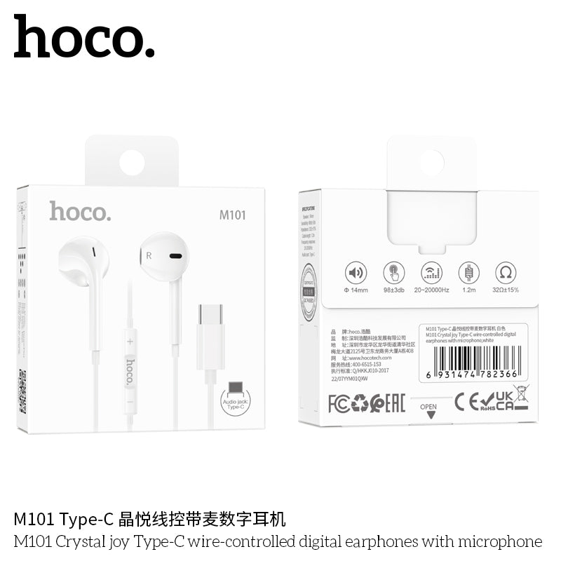 HD_SYNC:M101 Crystal joy Type-C wire-controlled digital earphones with microphone