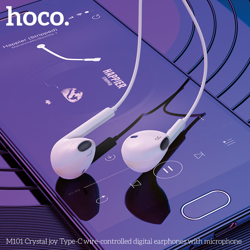 HD_SYNC:M101 Crystal joy Type-C wire-controlled digital earphones with microphone