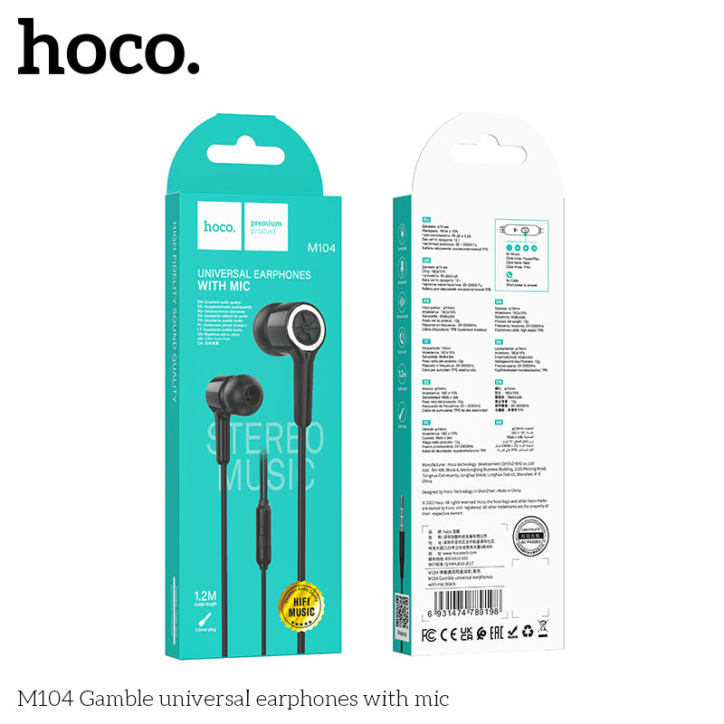HD_SYNC:M104 Gamble universal earphones with mic