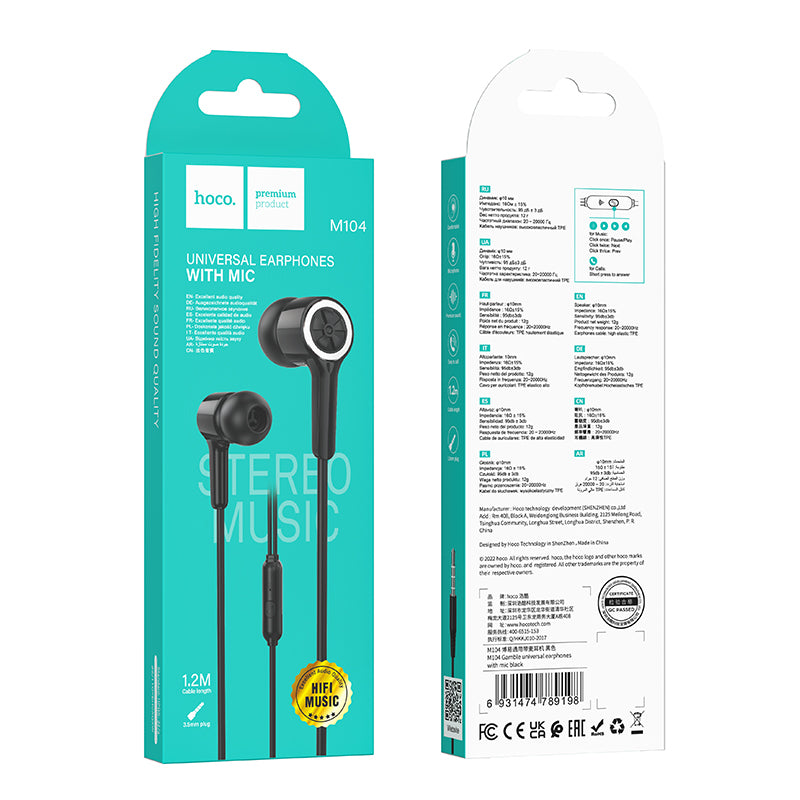 HD_SYNC:M104 Gamble universal earphones with mic