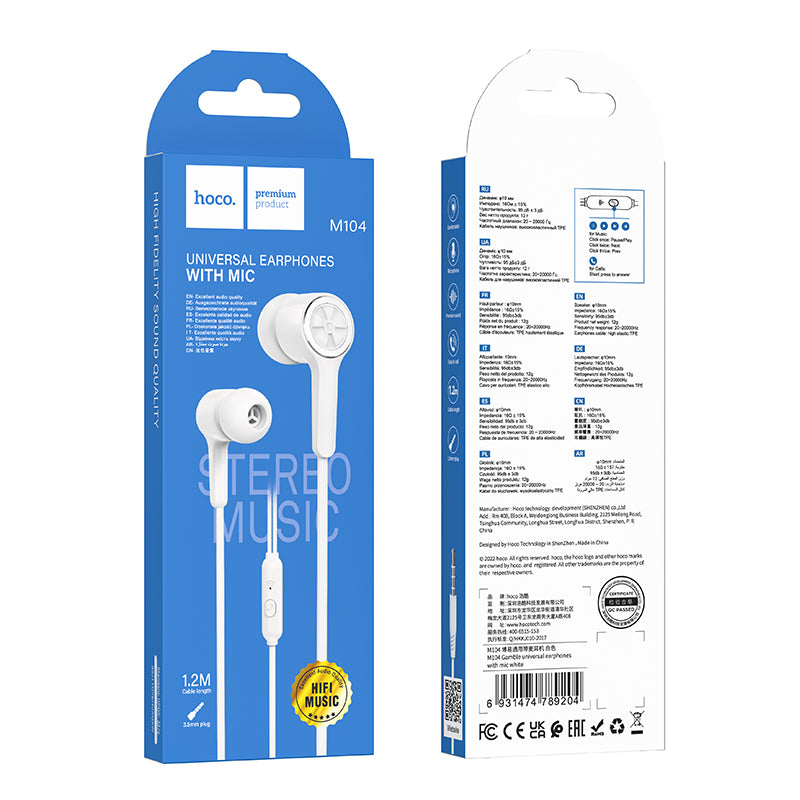 HD_SYNC:M104 Gamble universal earphones with mic