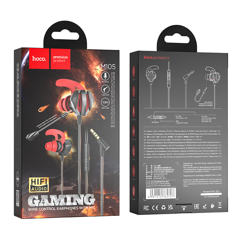 HD_SYNC:M105 Sharp wire control gaming earphones with microphone