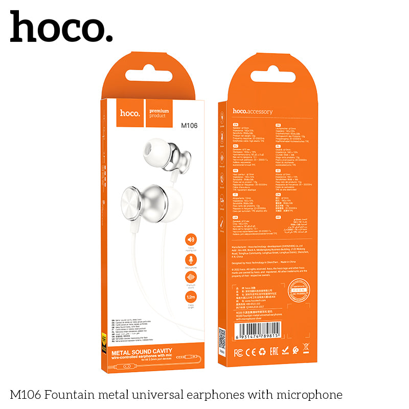 HD_SYNC:M106 Fountain metal universal earphones with microphone