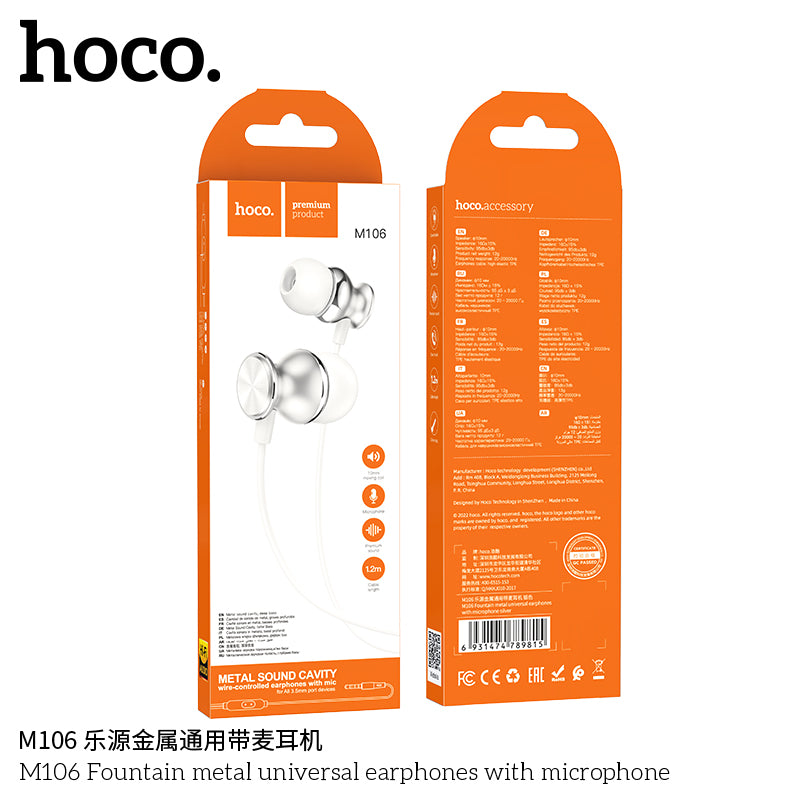 HD_SYNC:M106 Fountain metal universal earphones with microphone