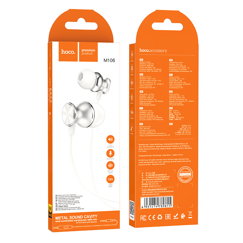 HD_SYNC:M106 Fountain metal universal earphones with microphone