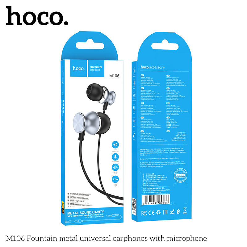 HD_SYNC:M106 Fountain metal universal earphones with microphone