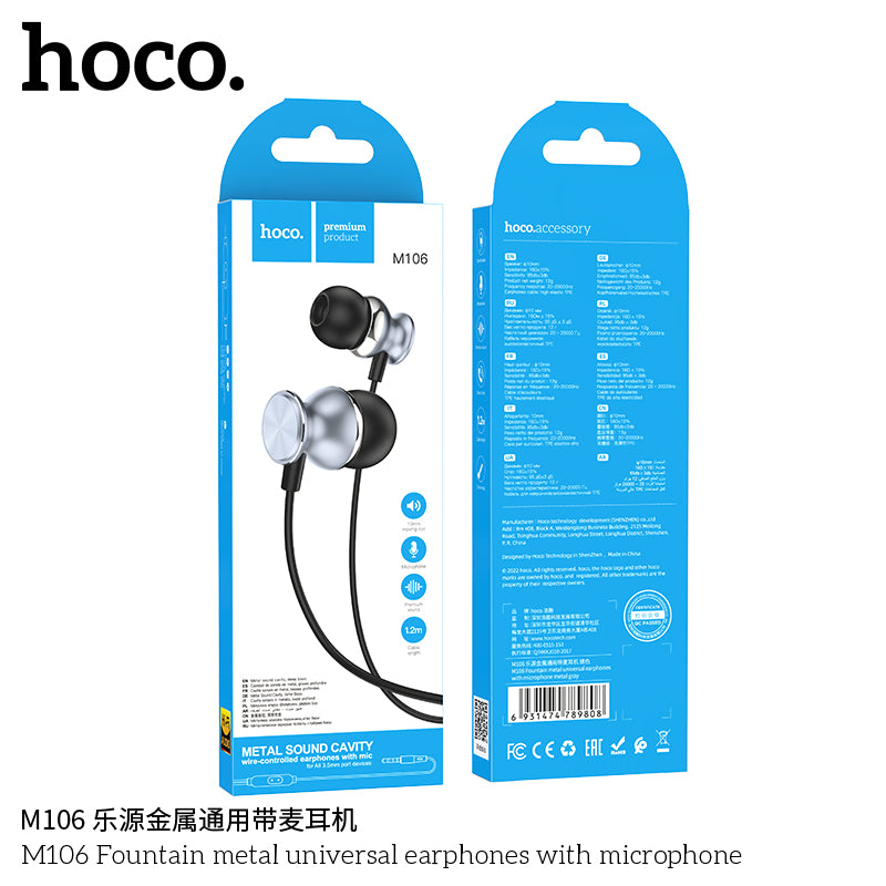 HD_SYNC:M106 Fountain metal universal earphones with microphone