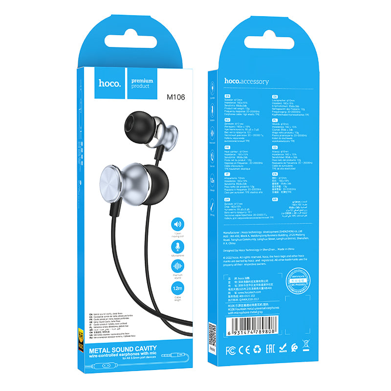 HD_SYNC:M106 Fountain metal universal earphones with microphone