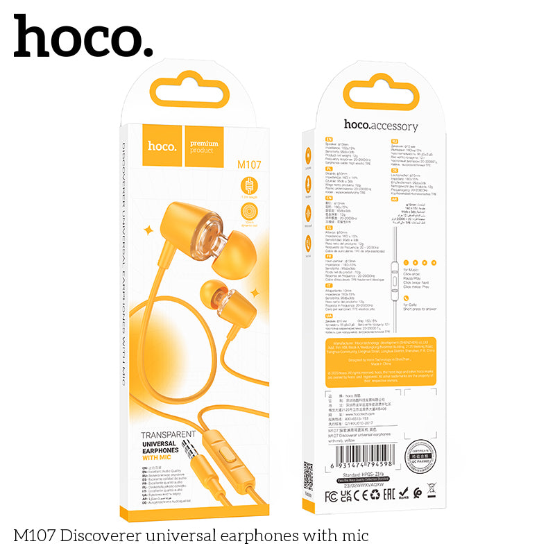 HD_SYNC:M107 Discoverer universal earphones with mic