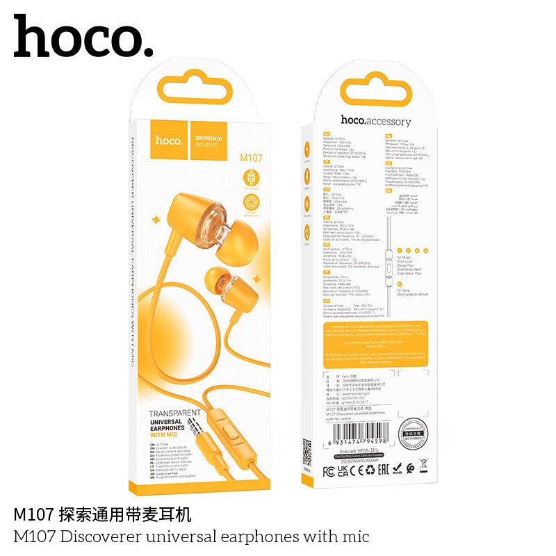 HD_SYNC:M107 Discoverer universal earphones with mic
