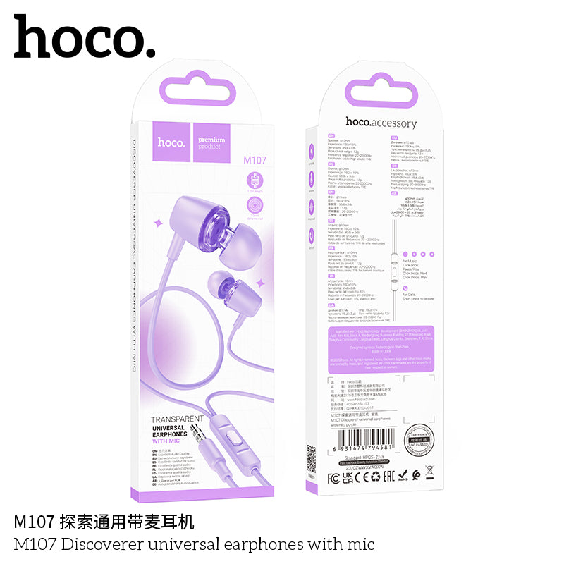 HD_SYNC:M107 Discoverer universal earphones with mic