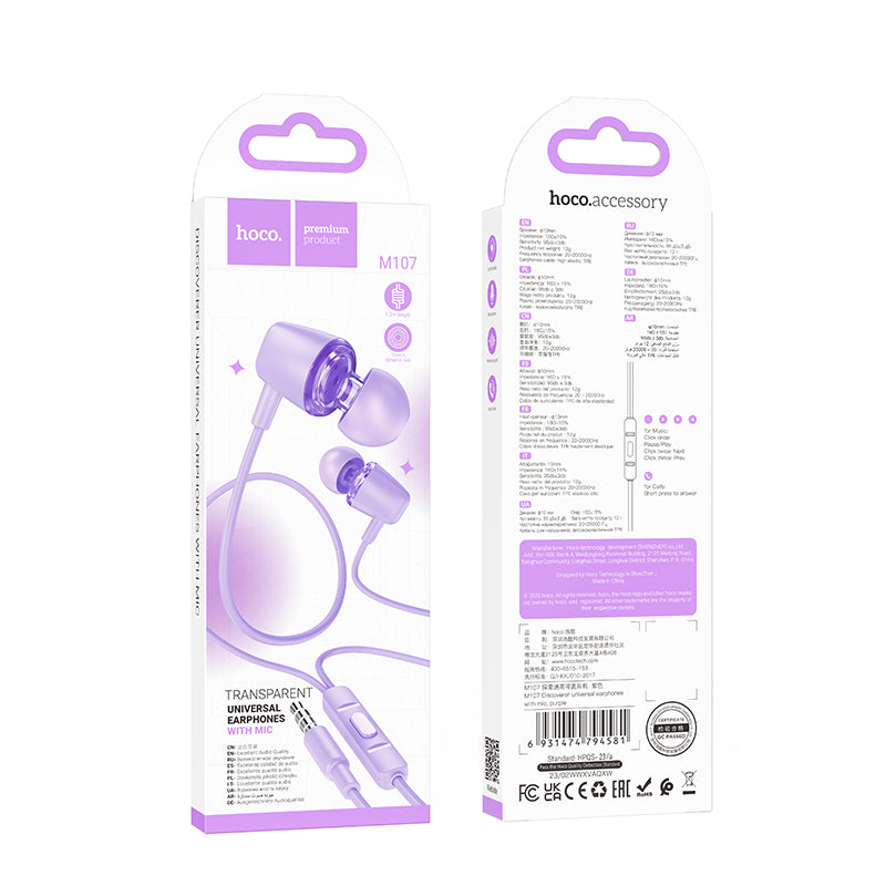 HD_SYNC:M107 Discoverer universal earphones with mic