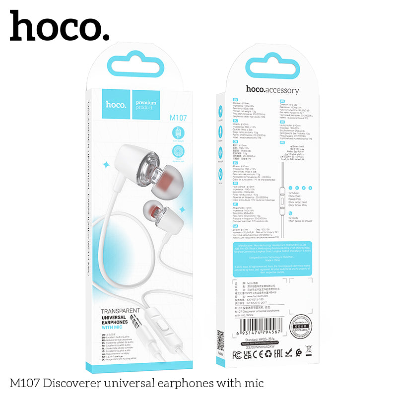 HD_SYNC:M107 Discoverer universal earphones with mic