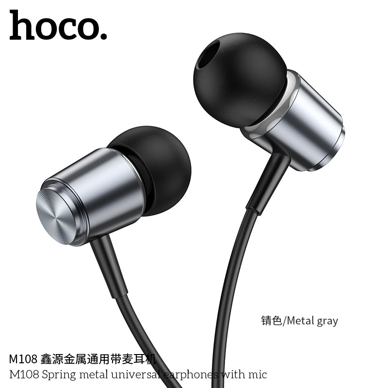 HD_SYNC:M108 Spring metal universal earphones with mic