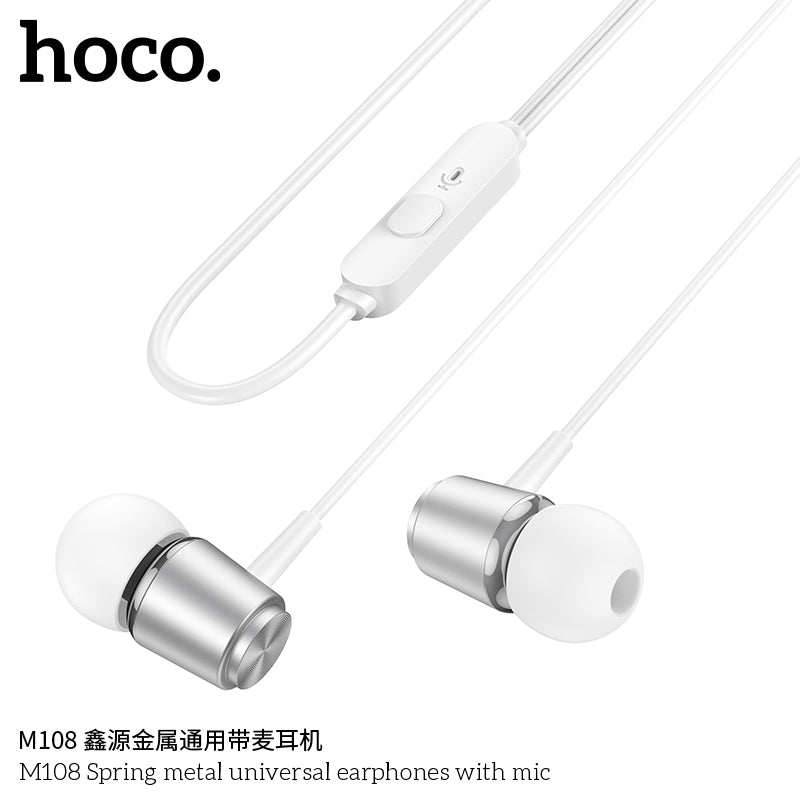 HD_SYNC:M108 Spring metal universal earphones with mic