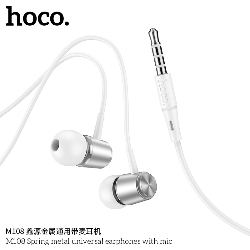 HD_SYNC:M108 Spring metal universal earphones with mic