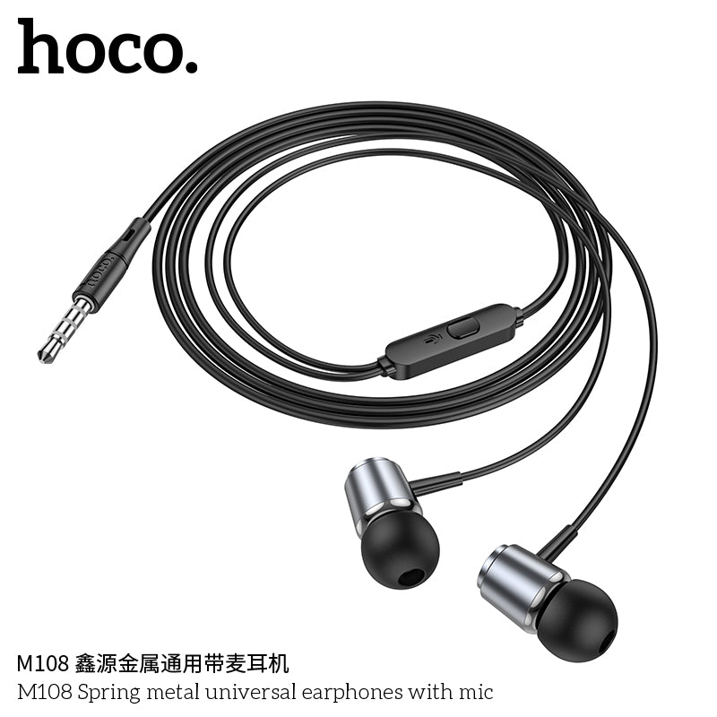 HD_SYNC:M108 Spring metal universal earphones with mic