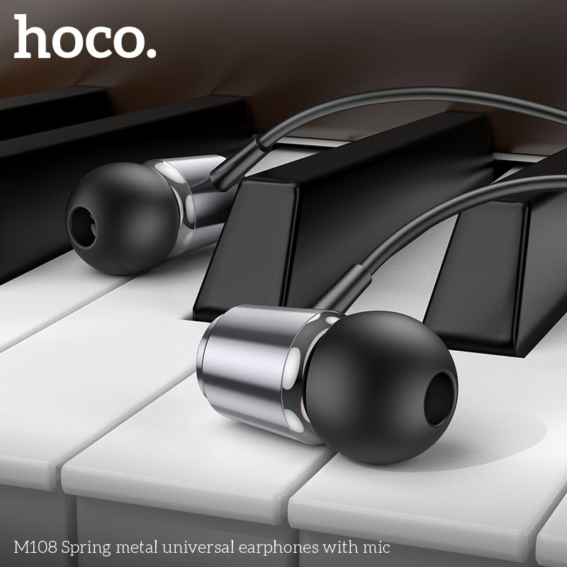 HD_SYNC:M108 Spring metal universal earphones with mic