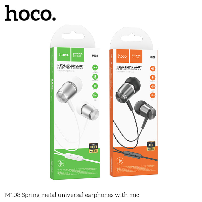 HD_SYNC:M108 Spring metal universal earphones with mic
