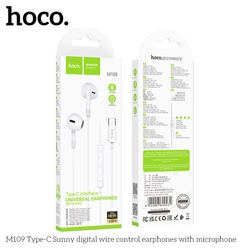 HD_SYNC:M109 Type-C Sunny digital wire control earphones with microphone