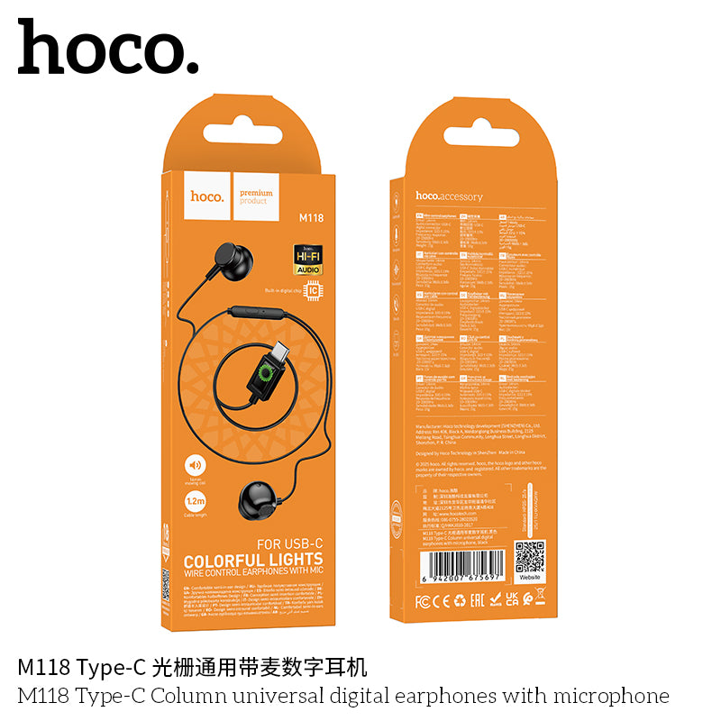 HD_SYNC:M118 Type-C Column universal digital earphones with microphone