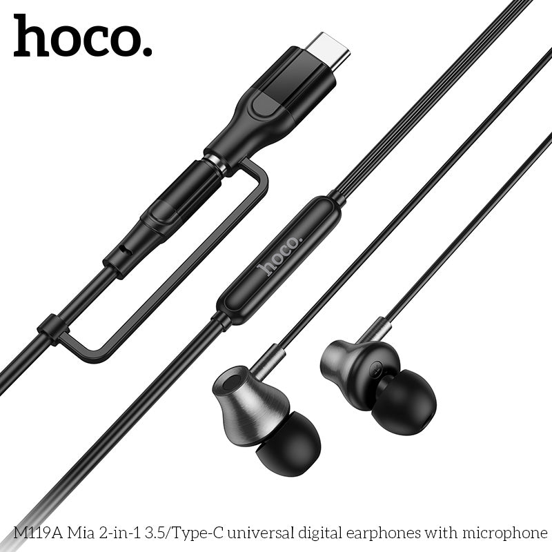 HD_SYNC:M119A Mia 2-in-1 3.5/Type-C universal digital earphones with microphone