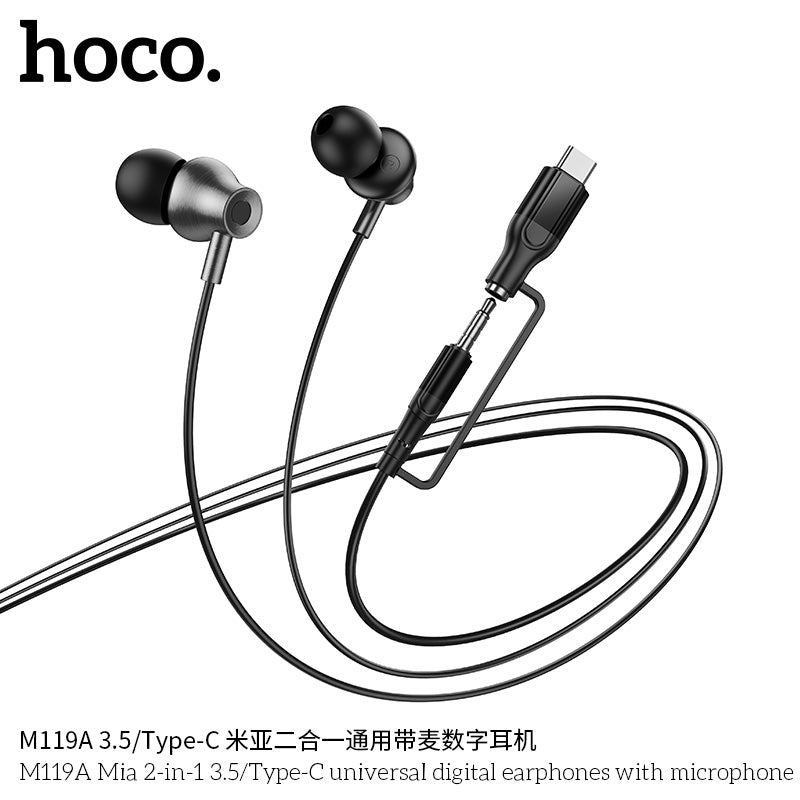 HD_SYNC:M119A Mia 2-in-1 3.5/Type-C universal digital earphones with microphone