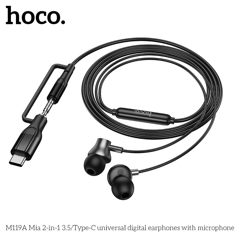 HD_SYNC:M119A Mia 2-in-1 3.5/Type-C universal digital earphones with microphone