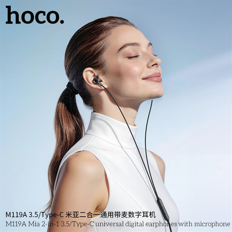 HD_SYNC:M119A Mia 2-in-1 3.5/Type-C universal digital earphones with microphone