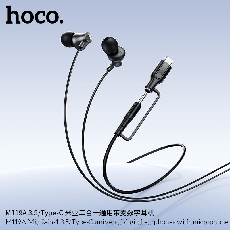 HD_SYNC:M119A Mia 2-in-1 3.5/Type-C universal digital earphones with microphone