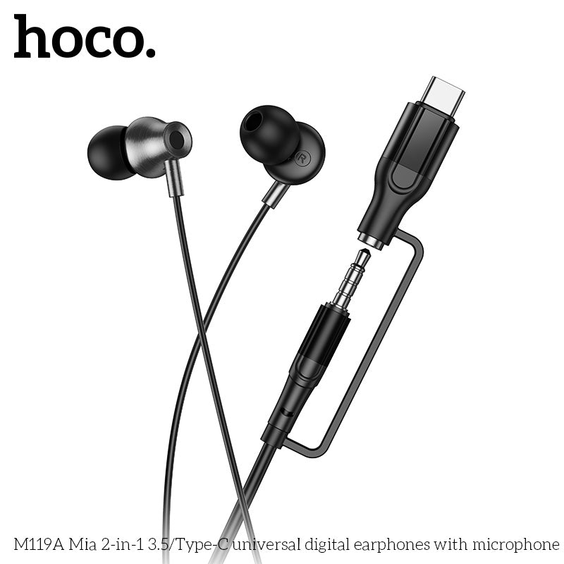 HD_SYNC:M119A Mia 2-in-1 3.5/Type-C universal digital earphones with microphone
