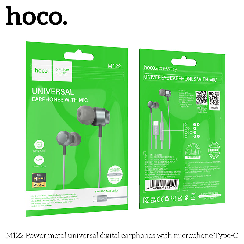 HD_SYNC:M122 Power metal universal digital earphones with microphone Type-C