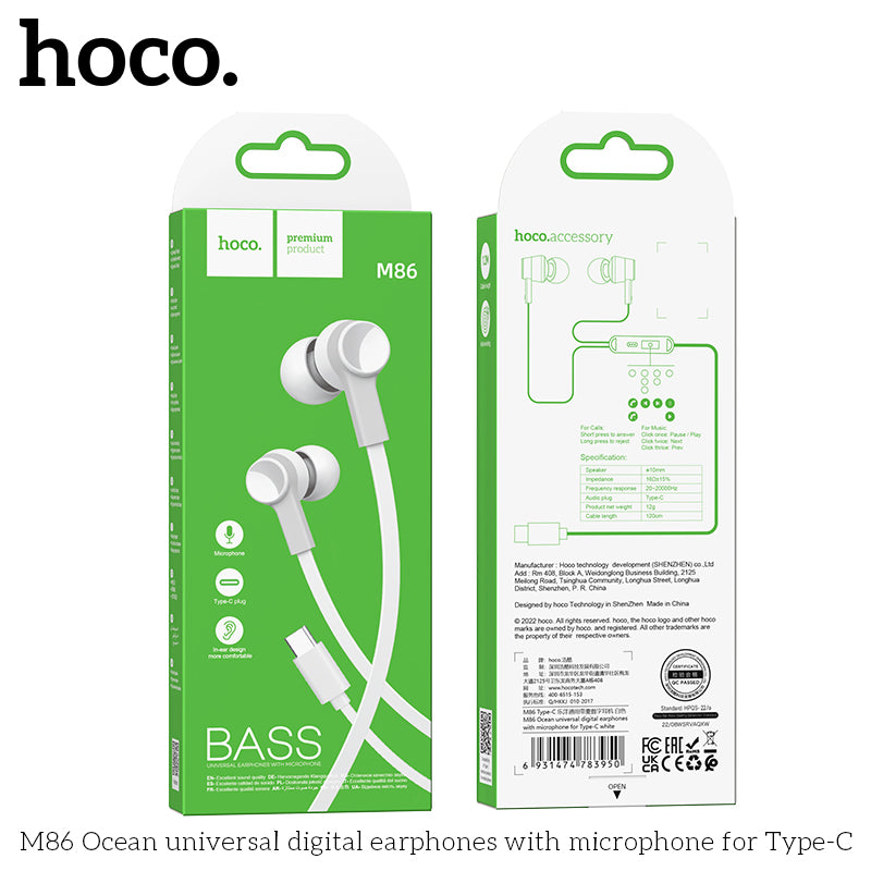 HD_SYNC:M86 Ocean universal digital earphones with microphone for Type-C