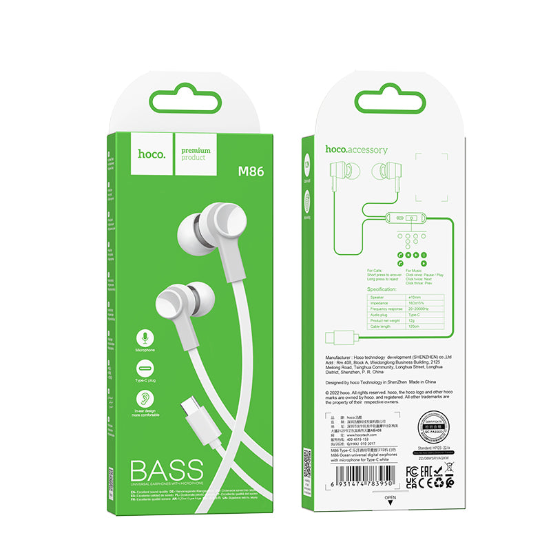 HD_SYNC:M86 Ocean universal digital earphones with microphone for Type-C