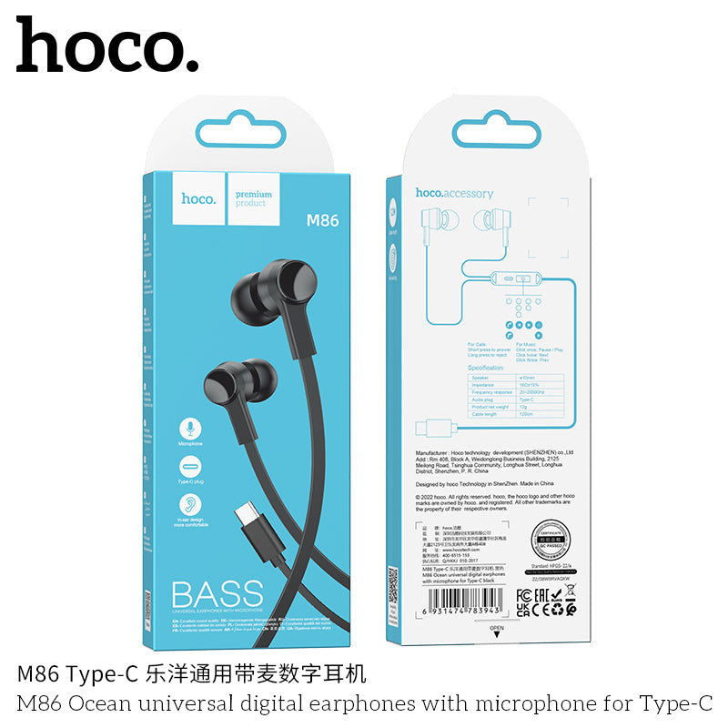 HD_SYNC:M86 Ocean universal digital earphones with microphone for Type-C
