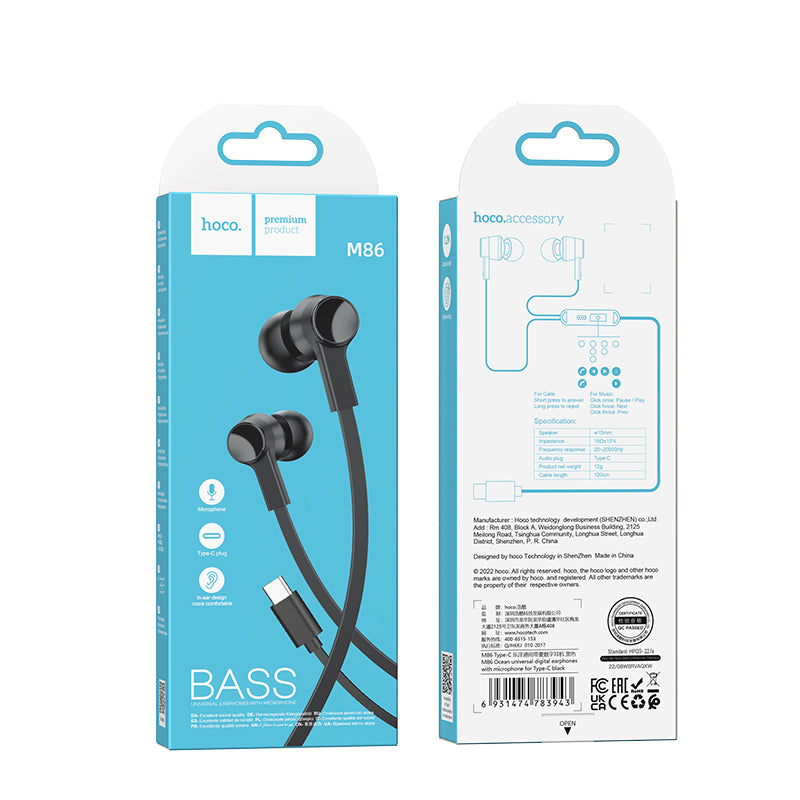 HD_SYNC:M86 Ocean universal digital earphones with microphone for Type-C